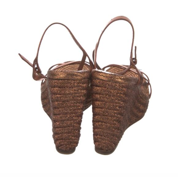 Gucci Bronze Metallic Lia Espadrilles Wedge Platforms - Picture 4 of 5